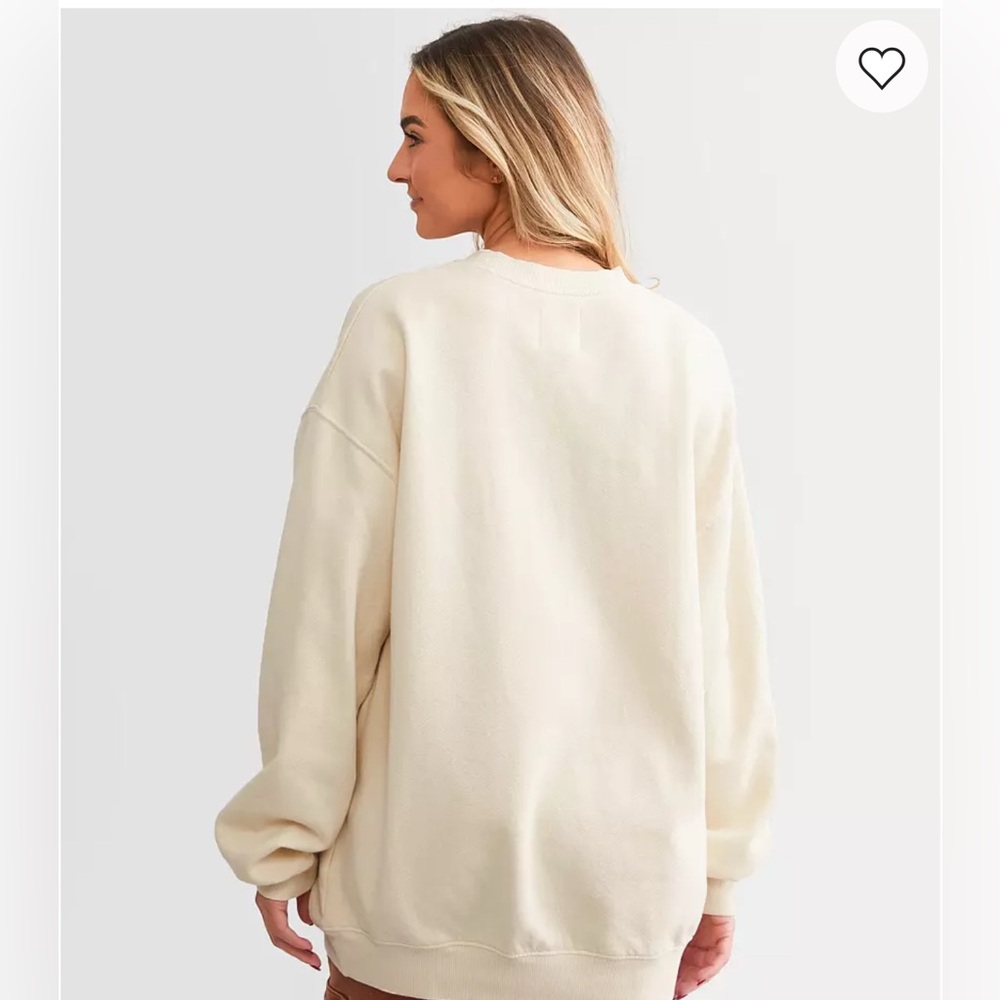 Distressed Graphic Cream Floral oversized Sweatshirt - Picture 2 of 5